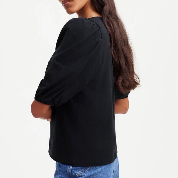 Madewell Puff-Sleeve Cotton Relaxed Fit Tee Black Size S NWT - Picture 3 of 9
